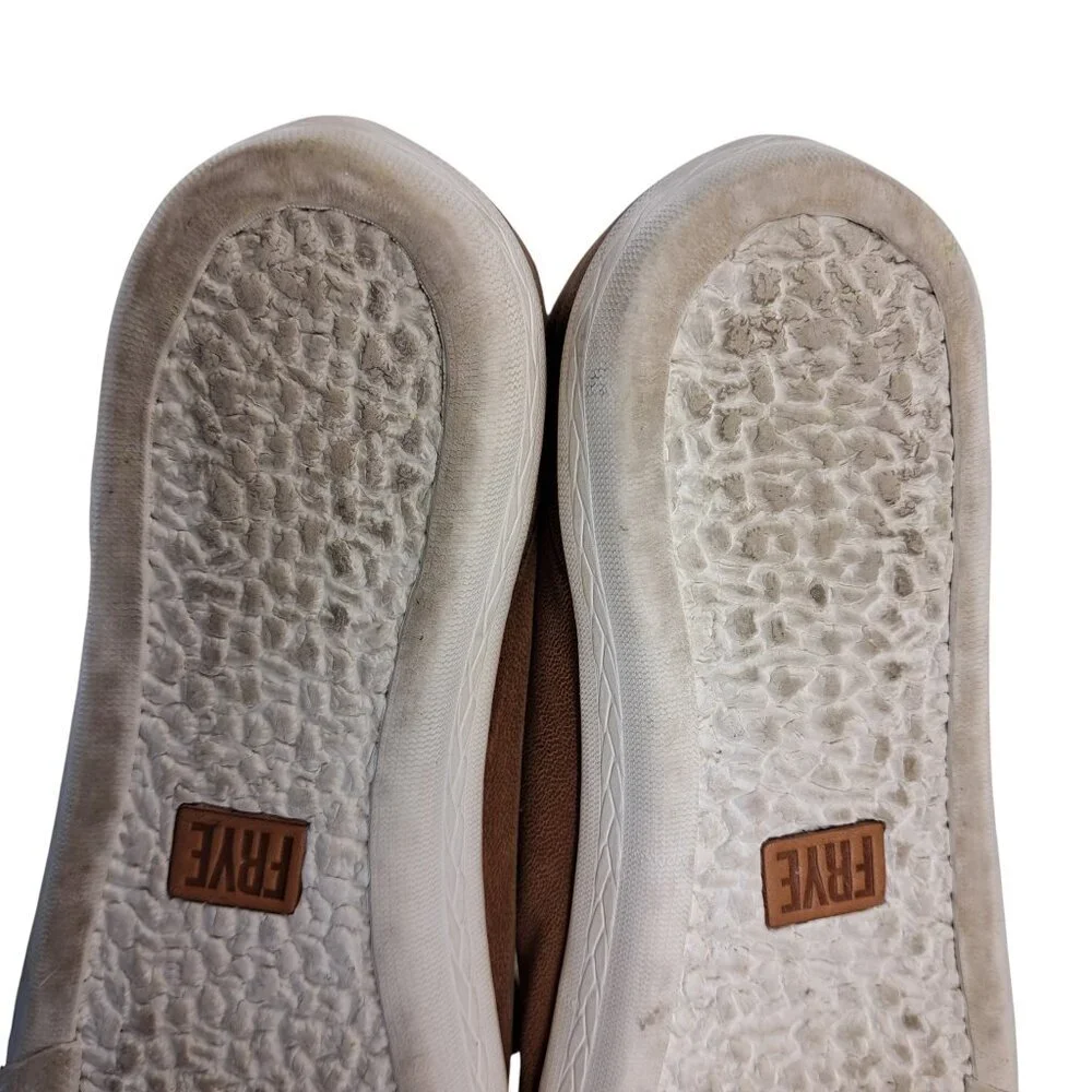 Frye Maya Low Top Lace Up Casual Sneakers Size 8.5 Leather Brown Shoes Comfort